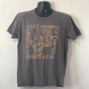 'UTOPIA' Dragon Graphic Tee Shirt In Gray
